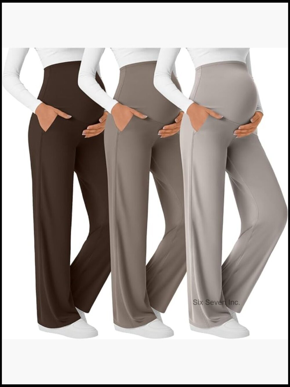 Maternity Yoga Pants Over The Belly Wide Leg Stretchy Lounge Trousers 3 Pack
